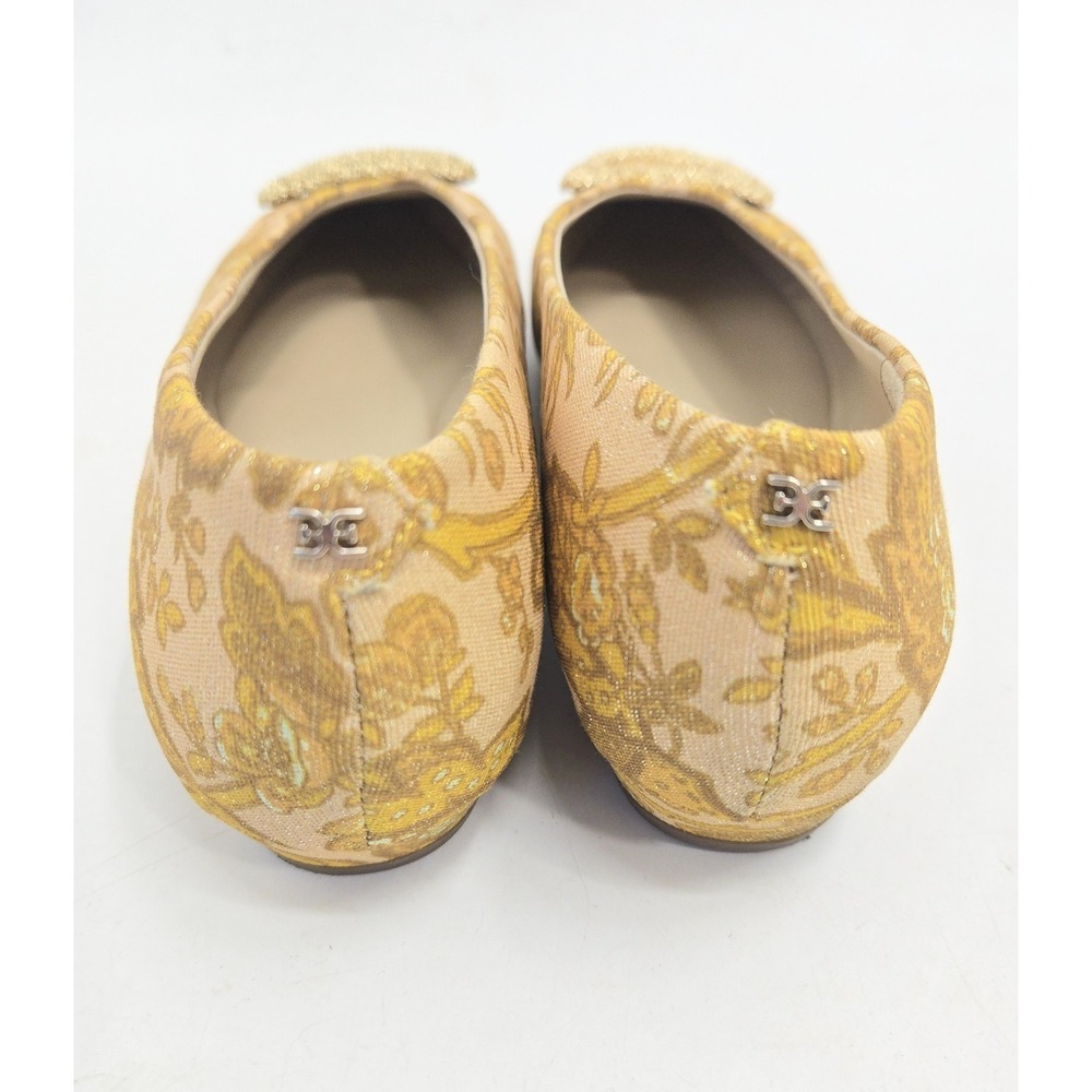 Sam Edelman Janina Flats Size 9.5 Turmeric Gold Floral Brocade Buckle Ballet - Picture 8 of 13